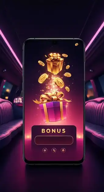 Magical Spin Casino bonussen en promoties op een mobiele telefoon met muntstapels en free spins logo's